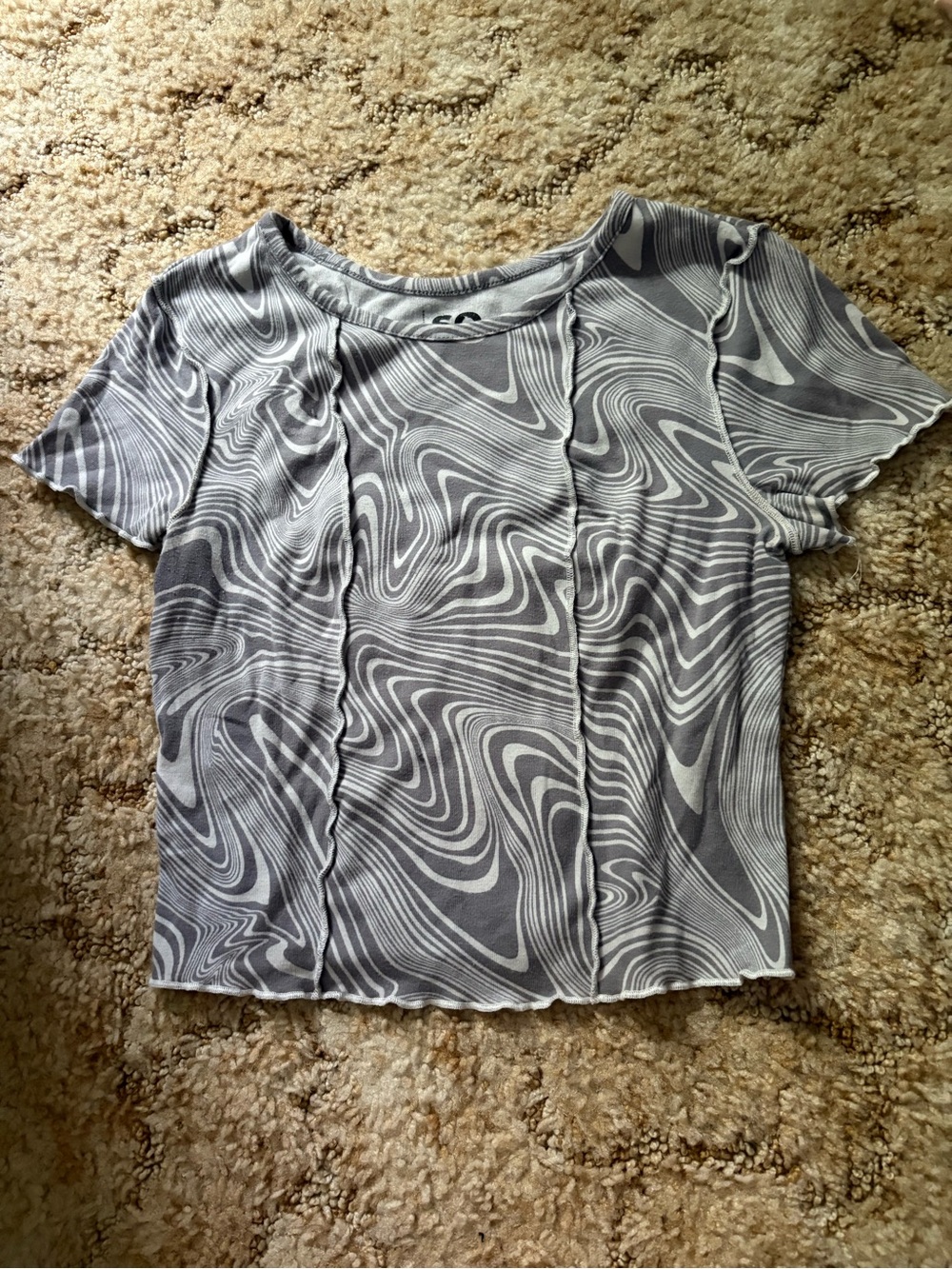 Grey Swirl Print Crop Top